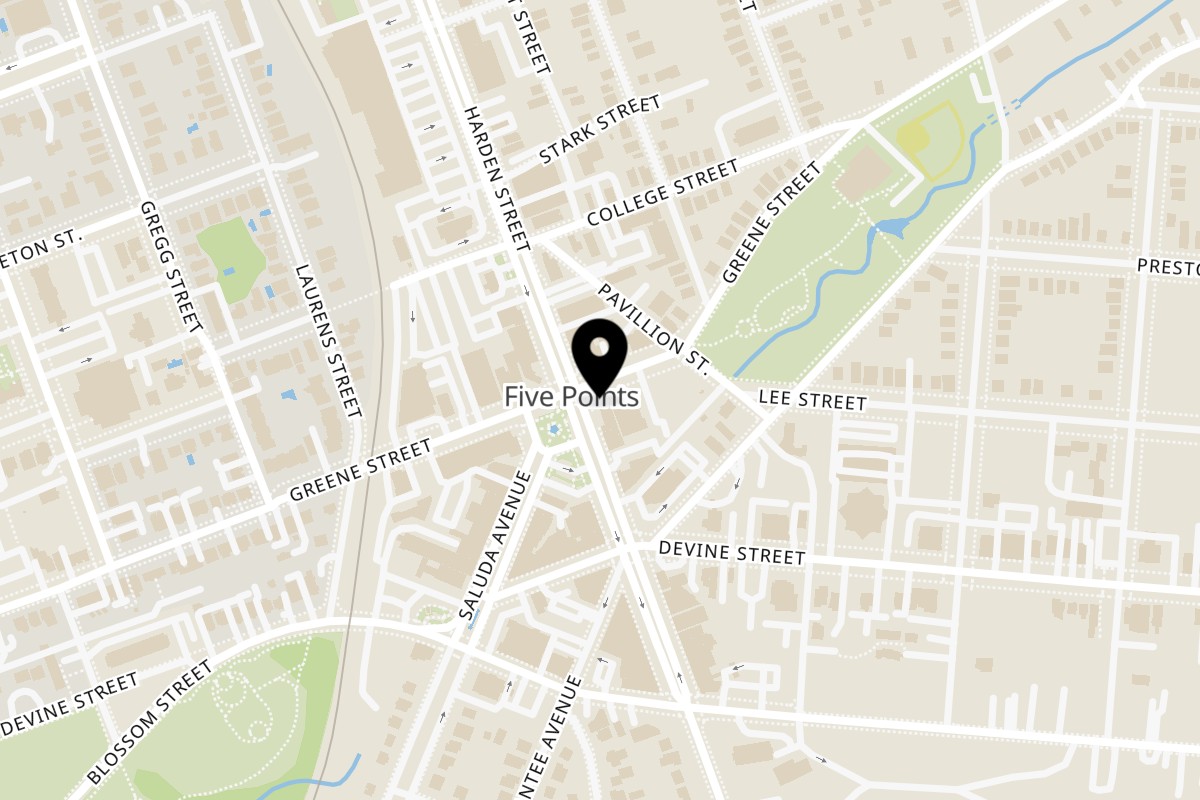 Map showing the location of FuruSato Bento on 748 Harden St in Columbia